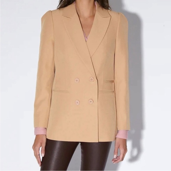 Walter Baker Ariel Blazer Oversized Jacket Tan Size S - Picture 2 of 9